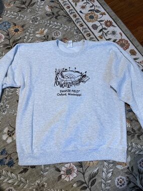 Hanes Light Gray Crewneck Sweatshirt with Black Stadium Graphic